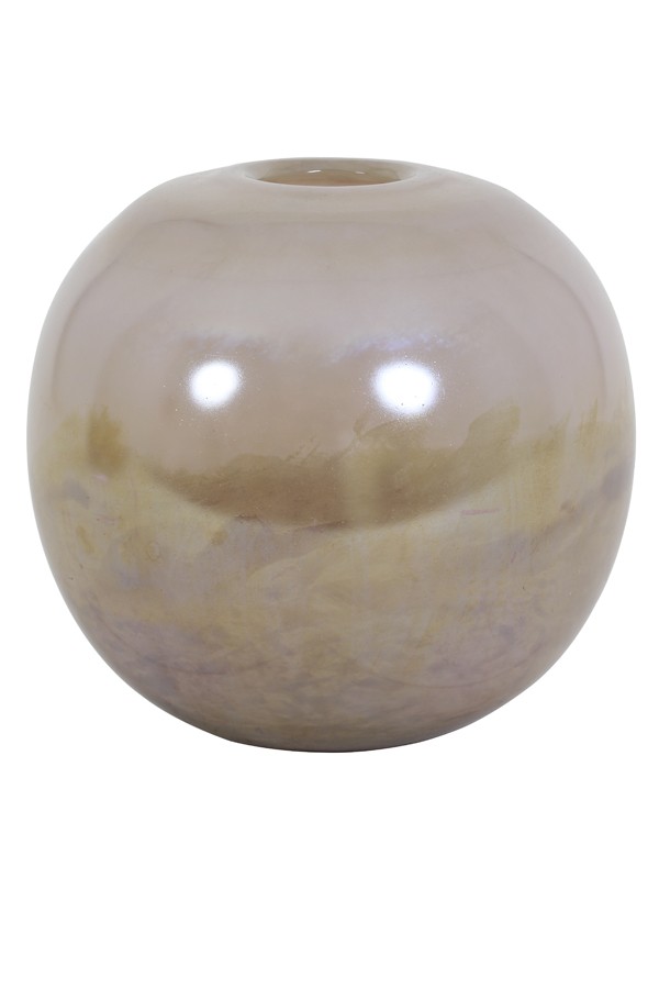 Růžová skleněná perleťová váza Favaro L - Ø 20*19 cm