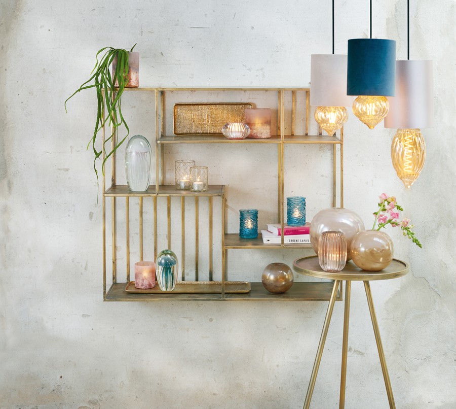 Růžová skleněná perleťová váza Favaro L - Ø 20*19 cm Light & Living Růžová skleněná perleťová váza Favaro L - Ø 20*19 cm Light & Living