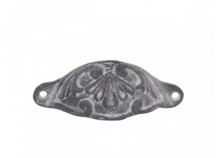Šedá litinová úchytka se zdobením - 11*3*4 cm