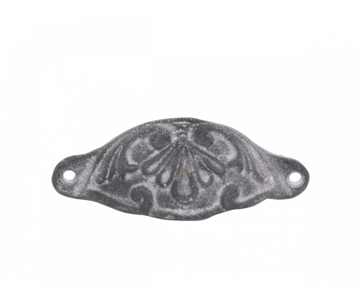 Šedá litinová úchytka se zdobením - 11*3*4 cm Chic Antique