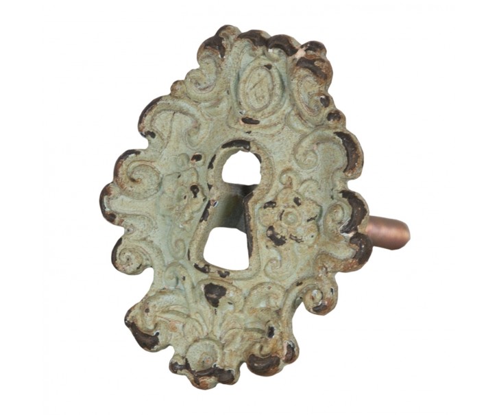 Kovová zelená vintage úchytka - 5*4*7 cm Clayre & Eef