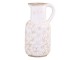 Krémový keramický džbán s květy Colmar - 16*14*30cm Chic Antique
