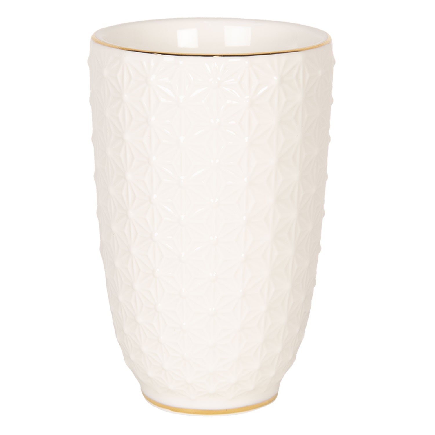 Porcelánový kelímek na zubní kartáčky se zlatým pruhem - Ø 7*12 cm