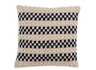 Krémovo - modrý polštář s kostkou Checkers - 45*45cm