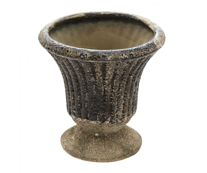 Keramický šedý květináč v antickém stylu Declan - Ø 13*13 cm Clayre & Eef