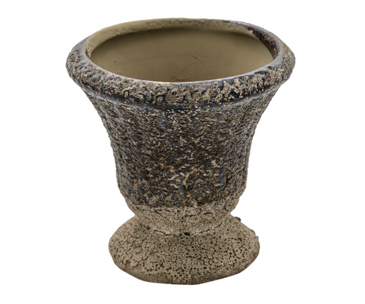 Keramický šedý květináč v antickém stylu Declan - Ø 9*9 cm Clayre & Eef