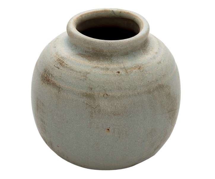 Keramická šedá antik váza s patinou Orabel - Ø 8*8 cm Clayre & Eef