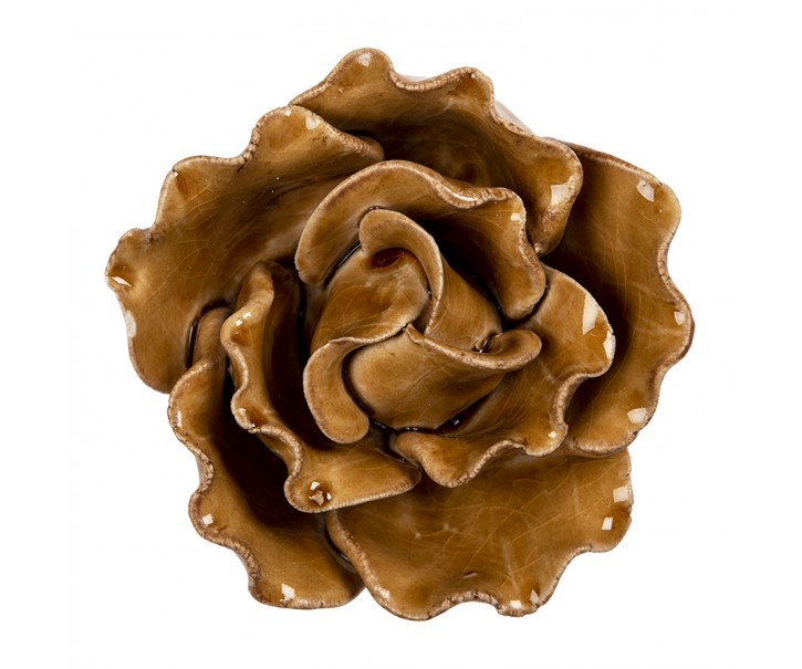 Keramická dekorace květina hnědá - Ø 8*6 cm Clayre & Eef