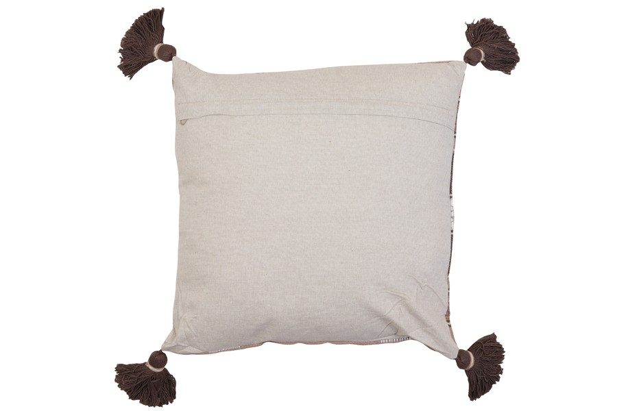 Hnědý károvaný polštář Araza old brown se střapci - 45*45 cm Light & Living Hnědý károvaný polštář Araza old brown se střapci - 45*45 cm Light & Living