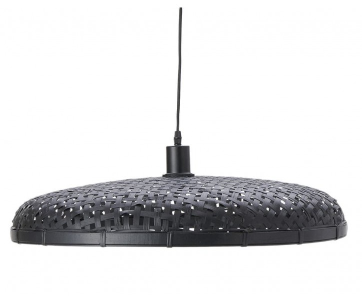 Černé ratanové světlo Paloma s výpletem - Ø 60*9cm / E27 Light & Living