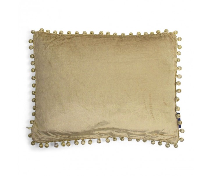Zlatý sametový polštář s bambulkami Pomm - 35*45*10cm Mars & More 