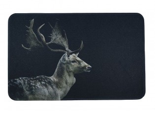 Černá podlahová rohožka s daňkem Deer - 75*50*1cm