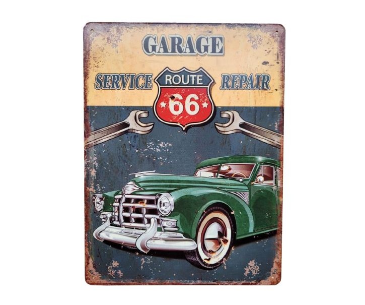 Nástěnná kovová cedule Garage Service Route 66 - 25*33 cm Ostatn&iacute;