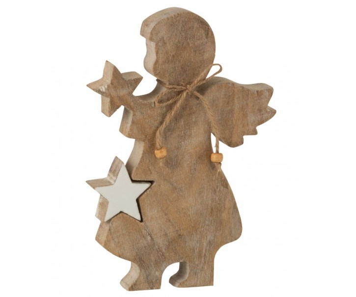 Dřevěný anděl s vyndavací hvězdou - 15*2,5*23cm J-Line by Jolipa