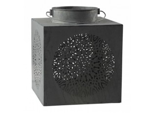 Šedá plechová vintage lucerna Delien - 25*25*38 cm