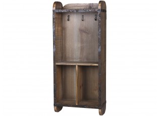 Hnědá dřevěná retro nástěnná skříňka na klíče - 26*12*60cm