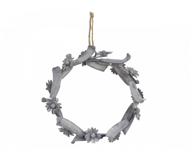 Kovový závěsný věneček s kvítky - Ø 13 cm Chic Antique