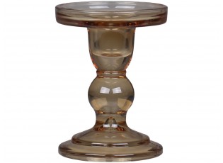 Karamelový skleněný svícen Pillar - Ø 8,5*11,5 cm