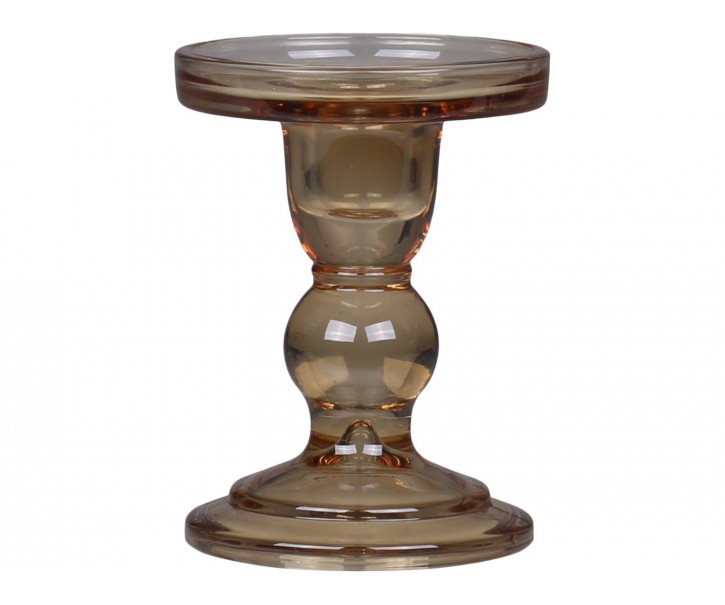Karamelový skleněný svícen Pillar - Ø 8,5*11,5 cm Chic Antique