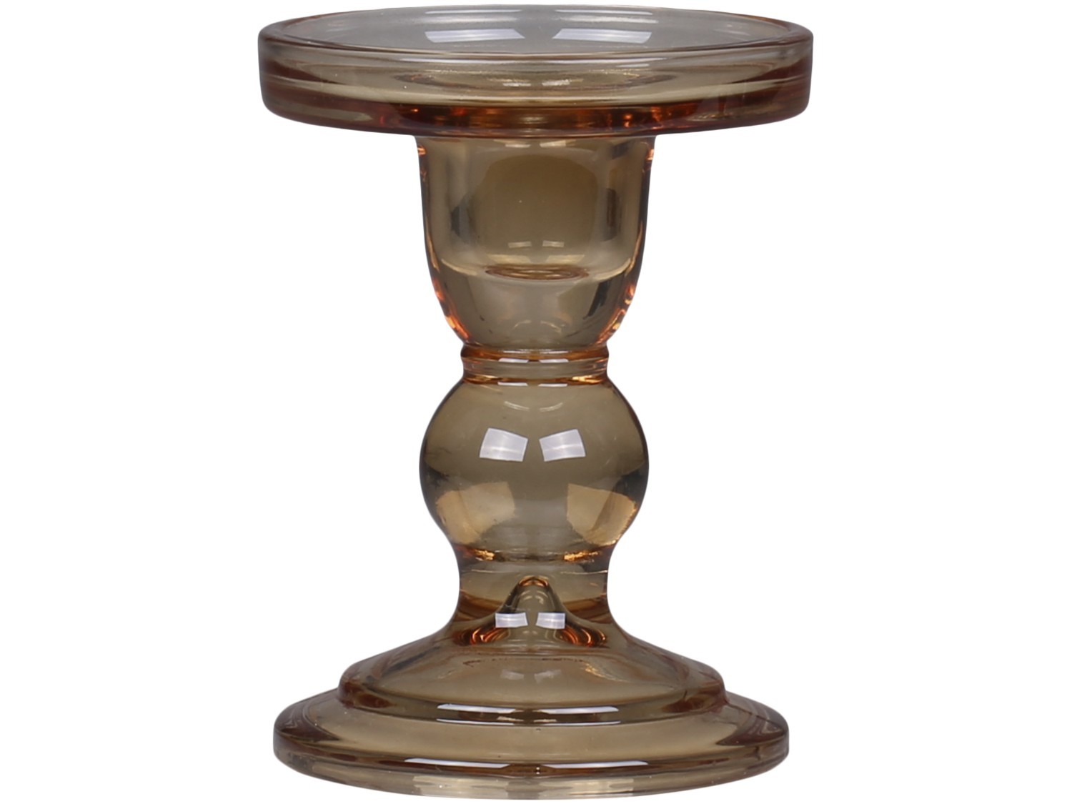 Karamelový skleněný svícen Pillar - Ø 8,5*11,5 cm Chic Antique Karamelový skleněný svícen Pillar - Ø 8,5*11,5 cm Chic Antique