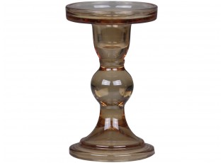 Karamelový skleněný svícen Pillar - Ø 8,5*14 cm