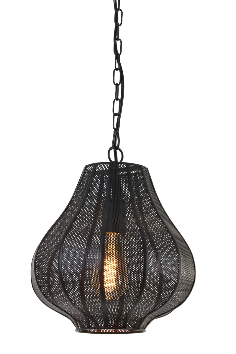Černé závěsné kovové světlo Micha - Ø27*33cm Light & Living Černé závěsné kovové světlo Micha - Ø27*33cm Light & Living
