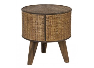 Hnědý dřevěný odkládací stolík Canya - Ø 35*39 cm