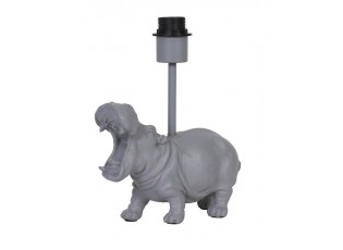 Šedá základna ke stolní lampě s hrošíkem Hippo - 27*11*28 cm / E27