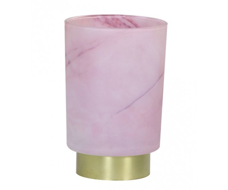 Růžová skleněná stolní lampa Marble Led - Ø10*27cm Light & Living
