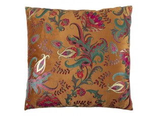 Oranžový čtvercový polštář s květy Paisley - 45*45*15cm