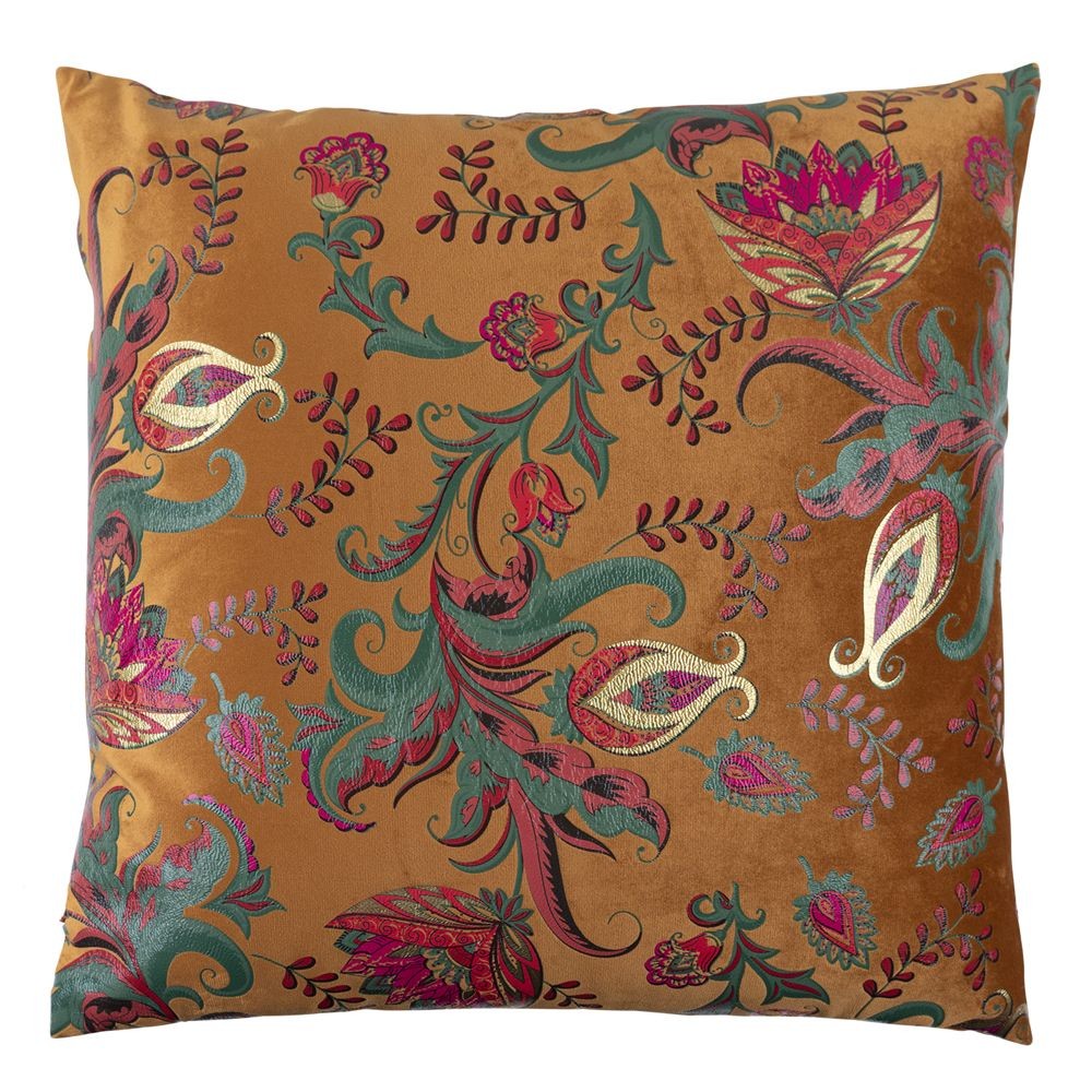 Oranžový čtvercový polštář s květy Paisley - 45*45*15cm Mars & More Oranžový čtvercový polštář s květy Paisley - 45*45*15cm Mars & More