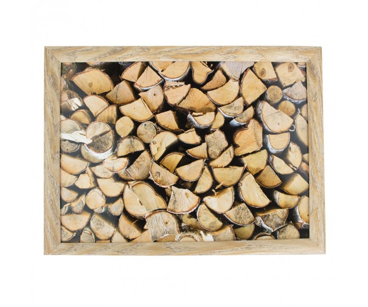 Podnos na nohy s motivem dřeva Fireplace wood - 43*33*7cm Mars & More 