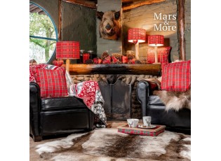 3 ks stínidla červeno zelená Tartan (25,30,35 cm) - 35*35*h25/ 30*30*h20/ 25*25*h15cm