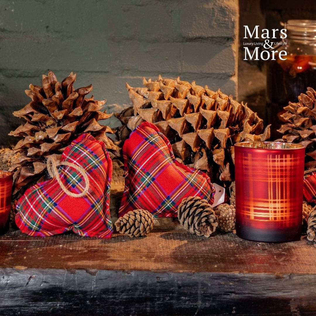 Závěsné dekorativní srdce Tartan S - 10*10*5cm Mars & More Závěsné dekorativní srdce Tartan S - 10*10*5cm Mars & More