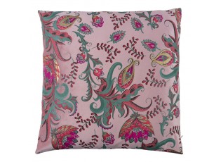 Růžový čtvercový polštář s květy Paisley - 45*45*15cm