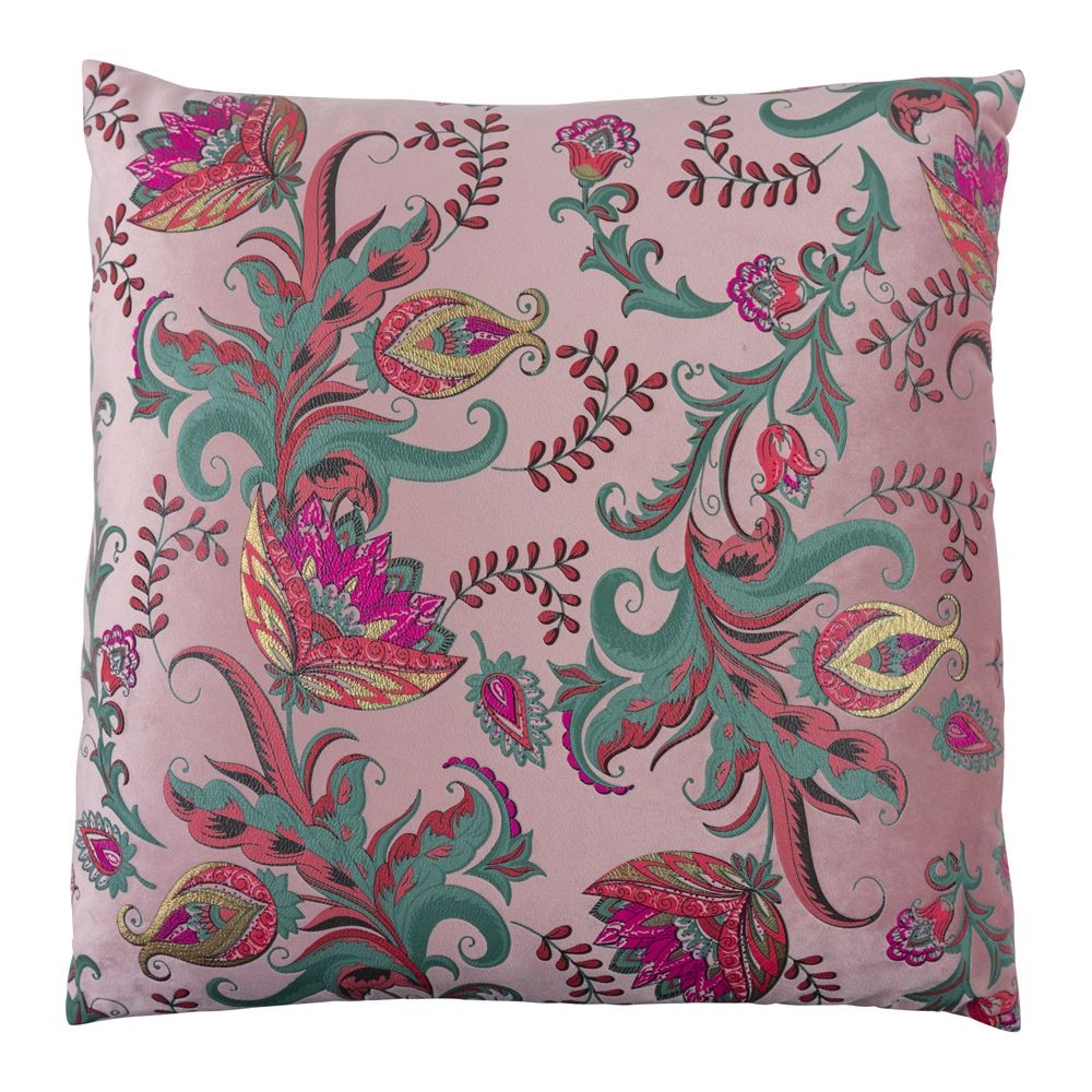 Růžový čtvercový polštář s květy Paisley - 45*45*15cm Mars & More Růžový čtvercový polštář s květy Paisley - 45*45*15cm Mars & More