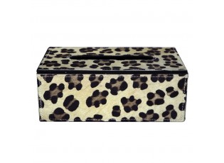 Kožený zásobník na papírové kapesníky Leopard - 25*14*9 cm