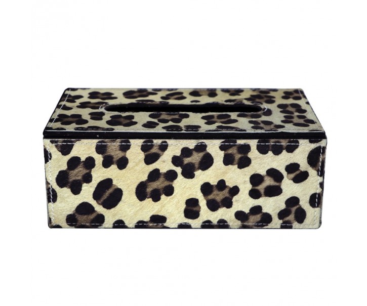 Kožený zásobník na papírové kapesníky Leopard - 25*14*9 cm Mars & More 