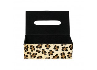 Kožený zásobník na papírové kapesníky Leopard - 25*14*9 cm