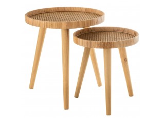 Set 2ks kulatých ratanových stolků s výpletem Rattan Boom - Ø 51*54cm