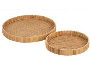 Set 2ks kulatý ratanový podnos Rattan Boom - Ø 40*4 / Ø 30*4cm