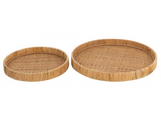 Set 2ks kulatý ratanový podnos Rattan Boom - Ø 40*4 / Ø 30*4cm
