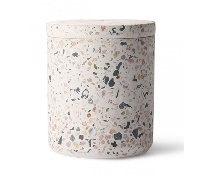 Cementová dóza s víčkem Terazzo - Ø 8*10cm HKLIVING