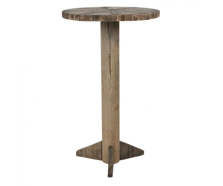 Dřevěný přírodní odkládací stolek Ponien - Ø 38*62 cm Clayre & Eef