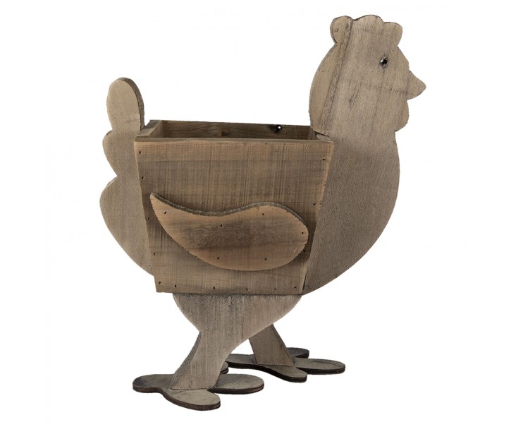 Dřevěný dekorační obal na květináč Slepice - 35*19*27/41 cm Clayre & Eef