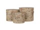 Sada 3ks béžových vintage papírových krabic - Ø 23*20 / Ø 20*17 / Ø 17*14 cm Clayre & Eef