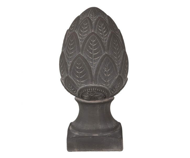 Šedá dekorace šiška na podstavci Pine M - Ø13*26 cm Clayre & Eef
