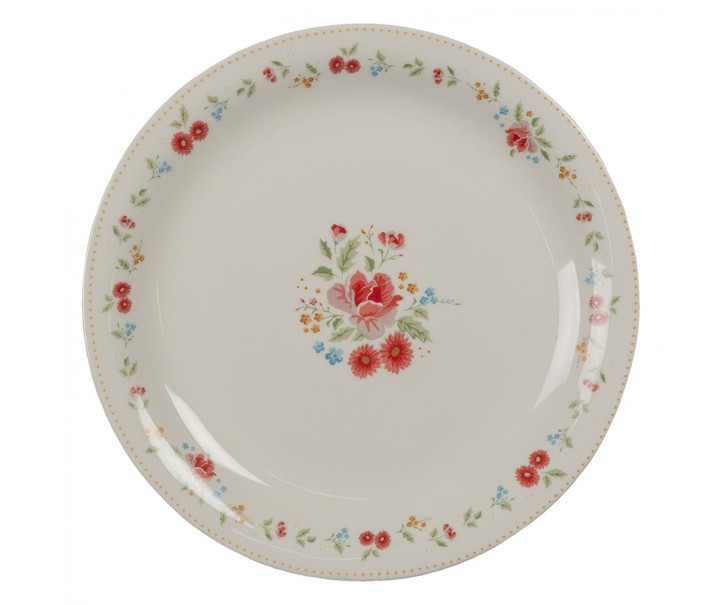 Porcelánový dezertní talíř s květy Little Rose Collection - Ø 20*2 cm Clayre & Eef