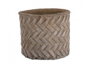 Taupe cementový květináč - design tkaného květináče M - Ø 16,5*15 cm