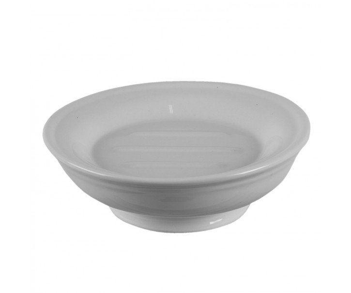 Bílá porcelánová kulatá miska na mýdlo - Ø 14*5 cm Clayre & Eef